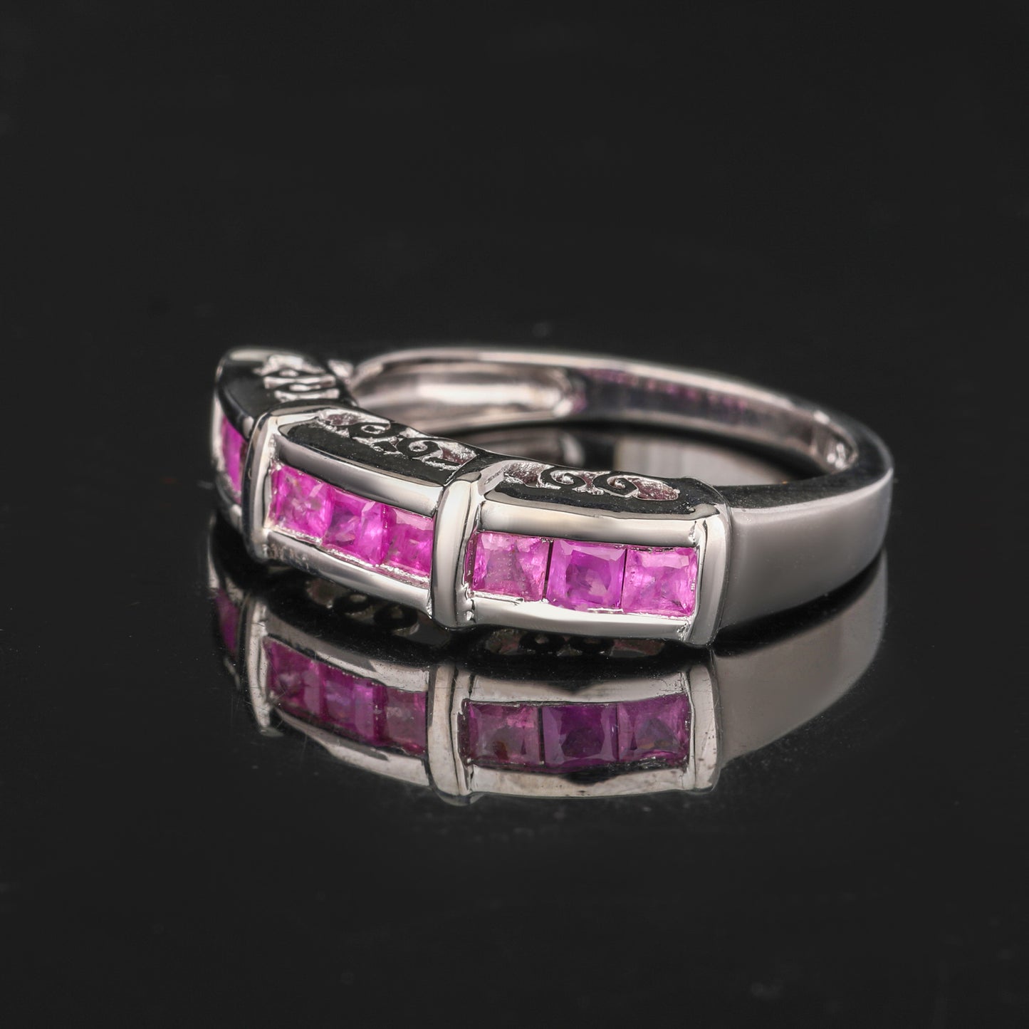 Natural Pink Sapphire Ring 1.08 Carats Sterling Silver