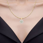 Aquamarine Pendant With White Topaz 0.92 Carats Gold Plated Silver
