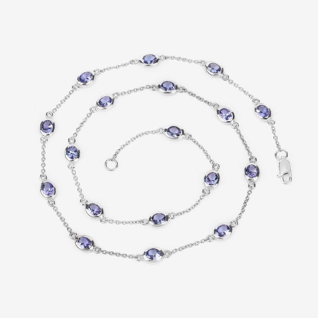 Tanzanite Necklace 5.92 Carats Sterling Silver