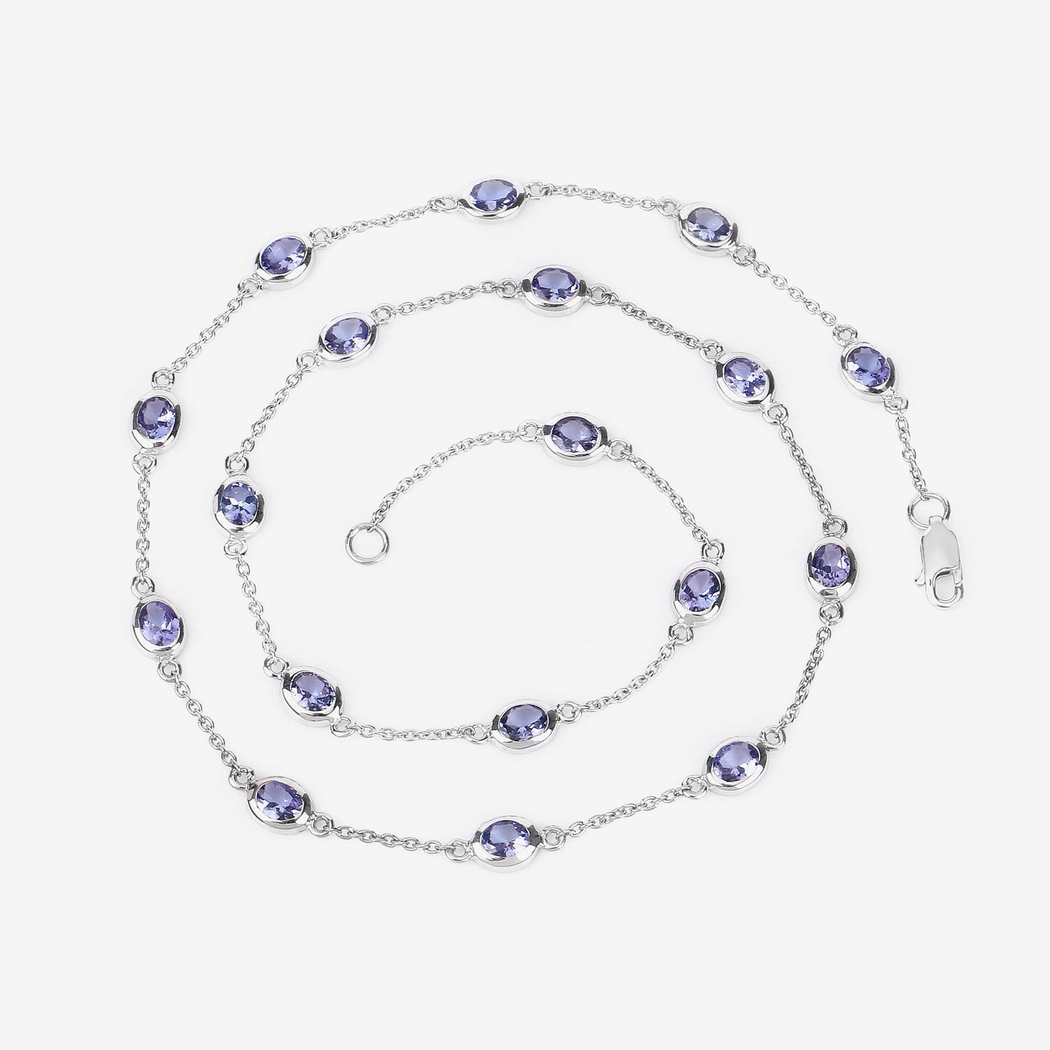 Tanzanite Necklace 5.92 Carats Sterling Silver