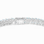 Blue Topaz Tennis Bracelet 15 Carats 18K White Gold Plated Silver