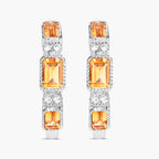 Citrine Earrings With White Topaz 2.84 Carats Sterling Silver