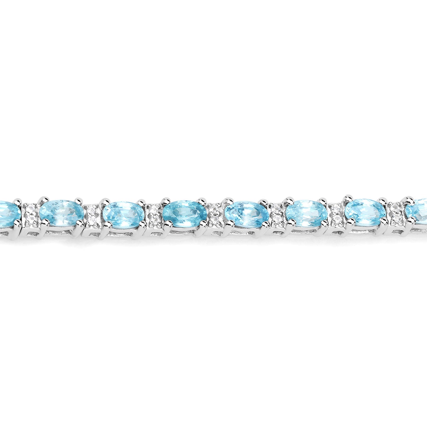 Blue Zircon Tennis Bracelet White Topaz 8.8 Carats Sterling Silver
