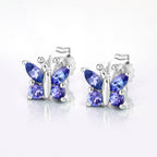 Natural Tanzanite Butterfly Earrings 0.92 Carats Sterling Silver
