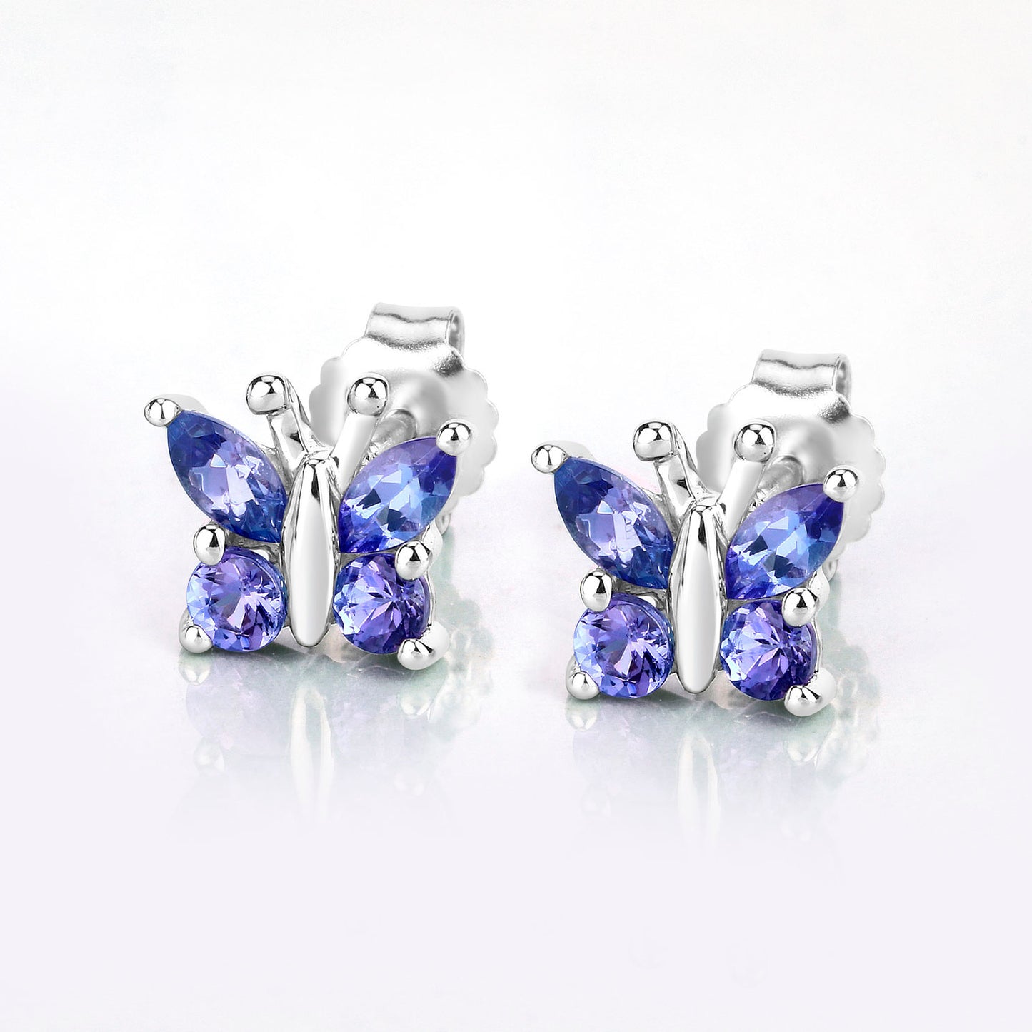 Natural Tanzanite Butterfly Earrings 0.92 Carats Sterling Silver