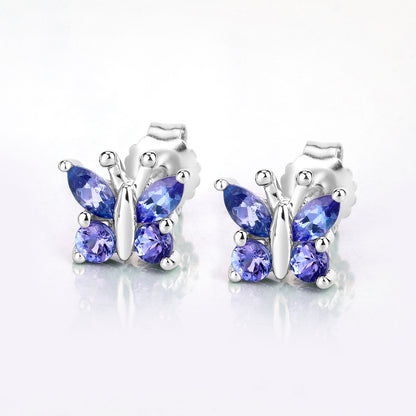 Natural Tanzanite Butterfly Earrings 0.92 Carats Sterling Silver