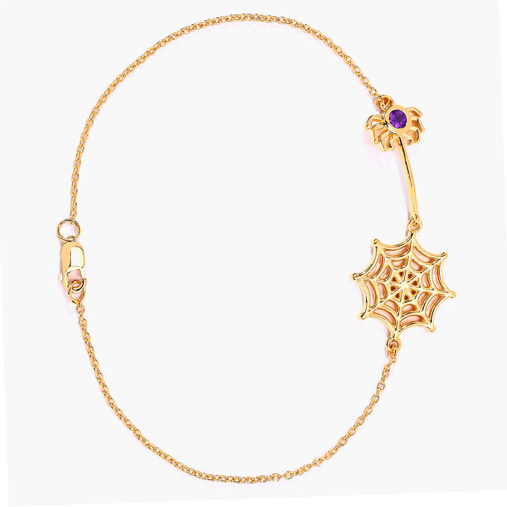 Amethyst Spider Bracelet 0.08 Carats Gold Plated Silver