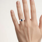 Blue Sapphire Ring With Diamonds 1.46 Carats 14K White Gold