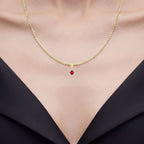 Ruby Pendant With Diamonds 0.6 Carats 14K Yellow Gold