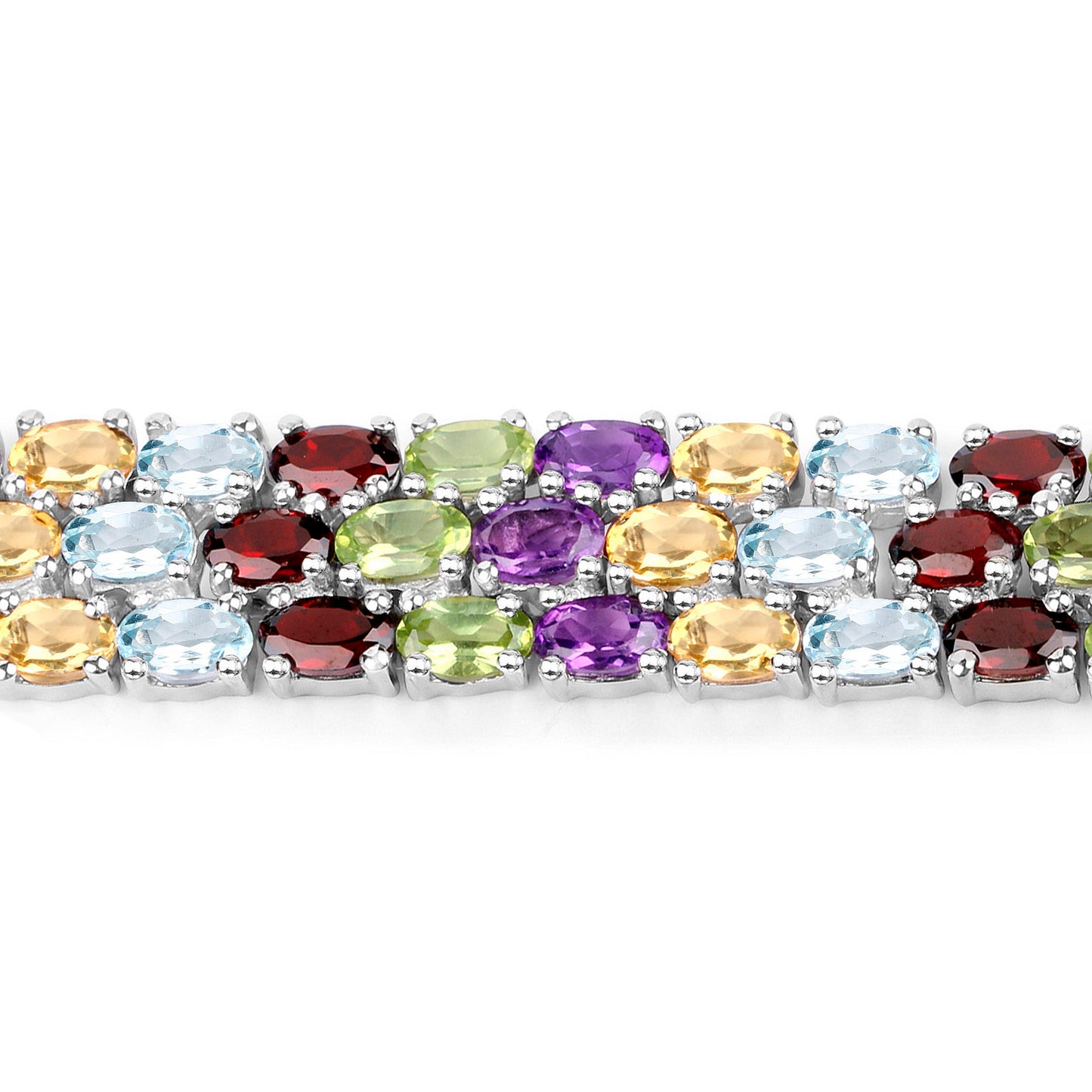 Natural Mixed Gemstones Bracelet 23.6 Carats Sterling Silver