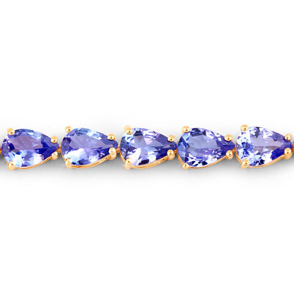Tanzanite Tennis Bracelet 10.7 Carats 14K Yellow Gold