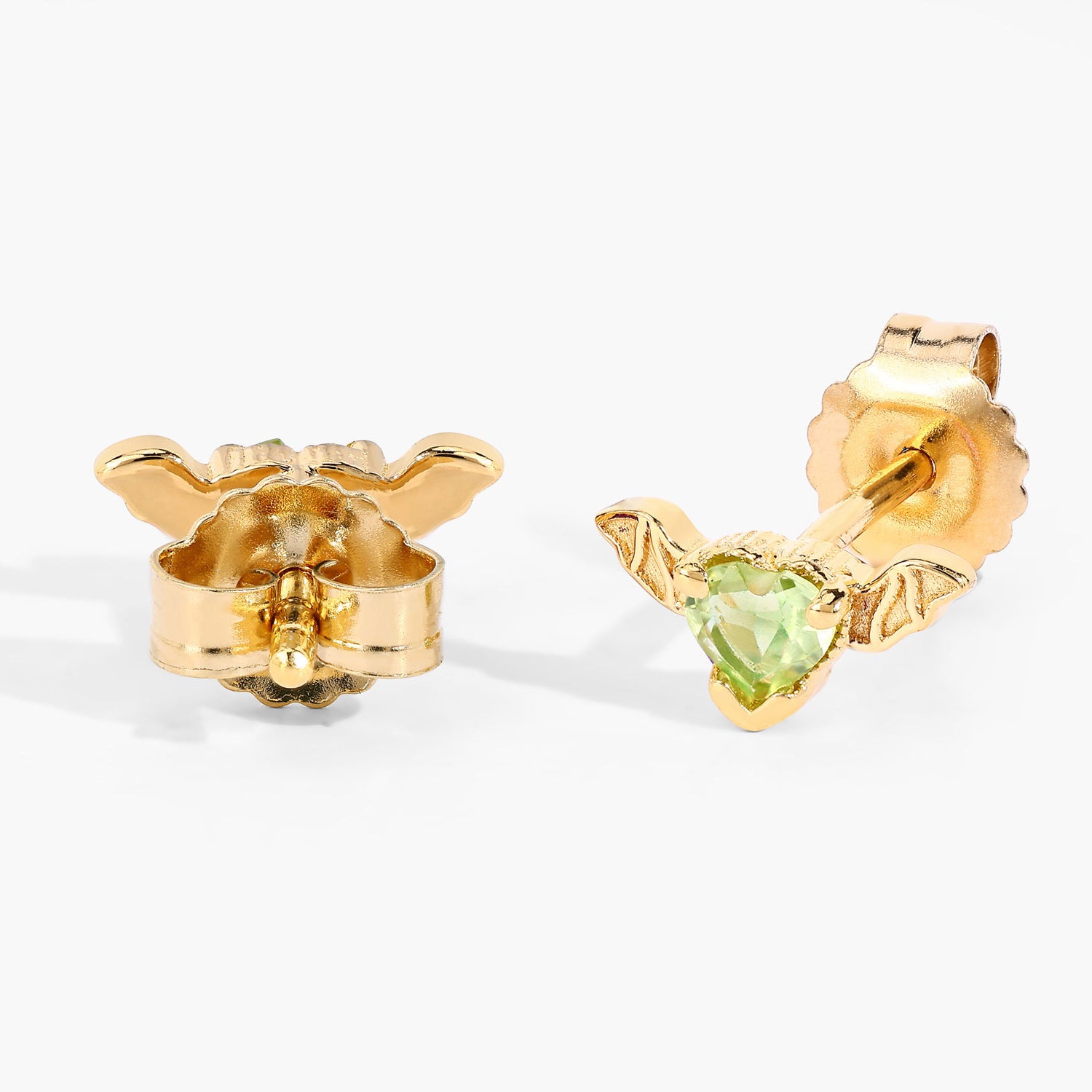 Peridot Bat Stud Earrings 0.34 Carats Gold Plated Silver