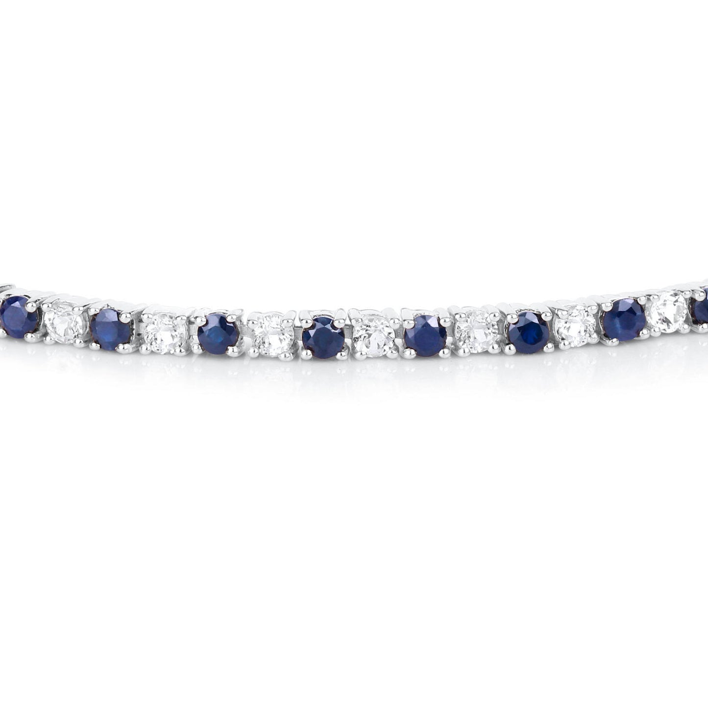 Blue Sapphire Bracelet White Topaz 6.86 Carats Sterling Silver