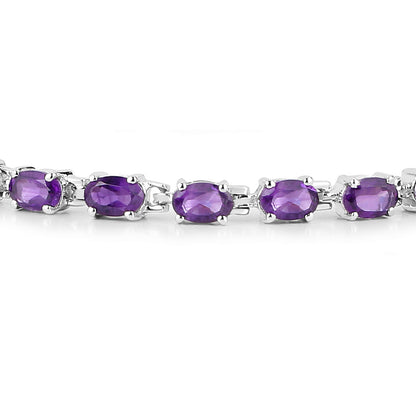 Amethyst Tennis Bracelet 7.98 Carats Rhodium Plated Sterling Silver