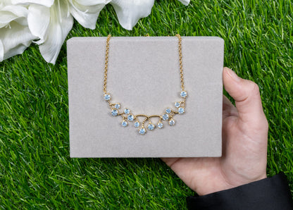 Blue Topaz Necklace 7.32 Carats Gold Plated Sterling Silver
