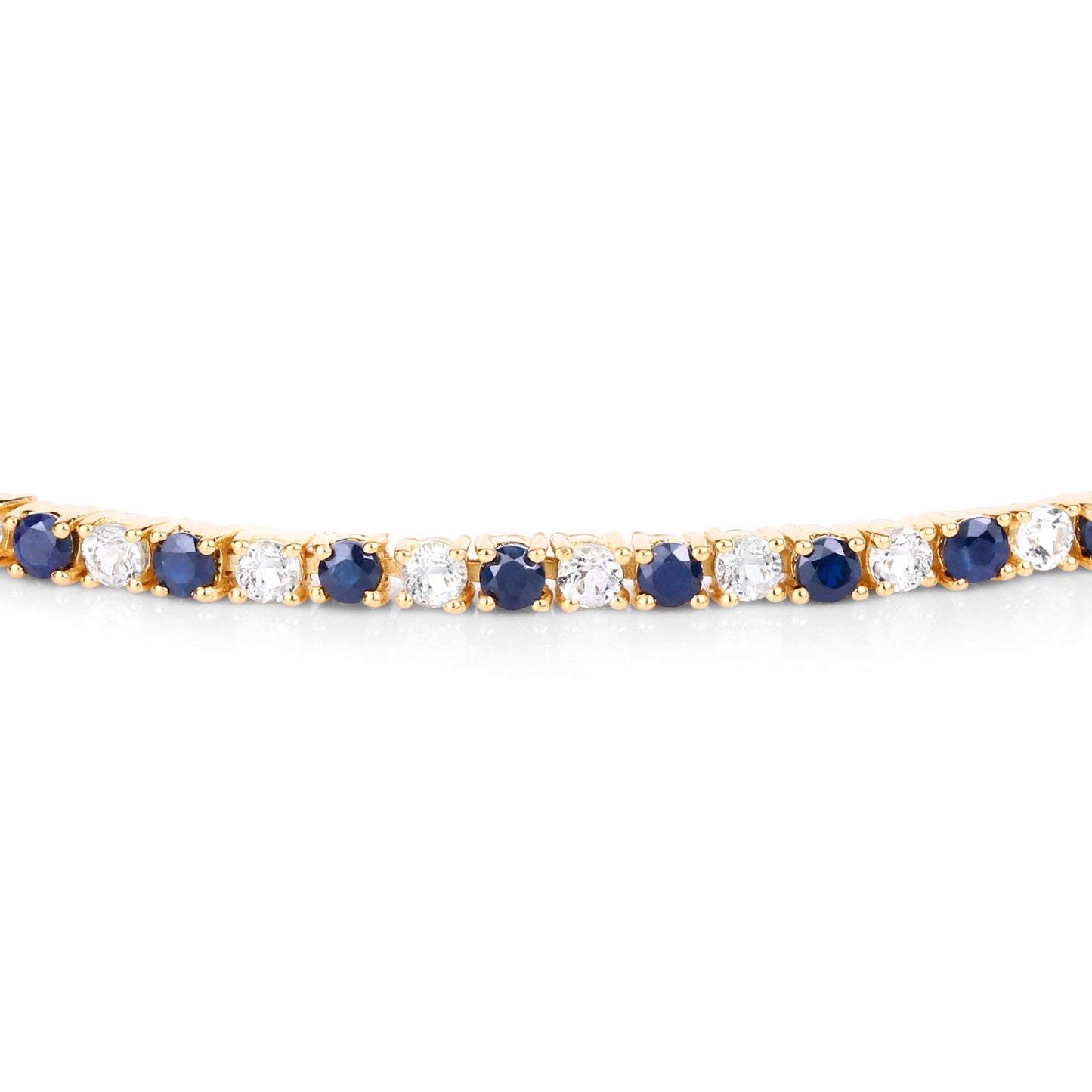 Blue Sapphire Bracelet White Topaz 6.6 Carats 18K Yellow Gold Plated Silver