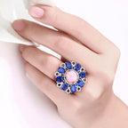 Coral Ring With Kyanite 9.68 Carats Sterling Silver