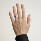 Blue Sapphire Ring With Diamonds 2.6 Carats 18K White Gold