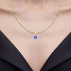 Tanzanite Pendant With Diamonds 2.4 Carats 14K Yellow Gold