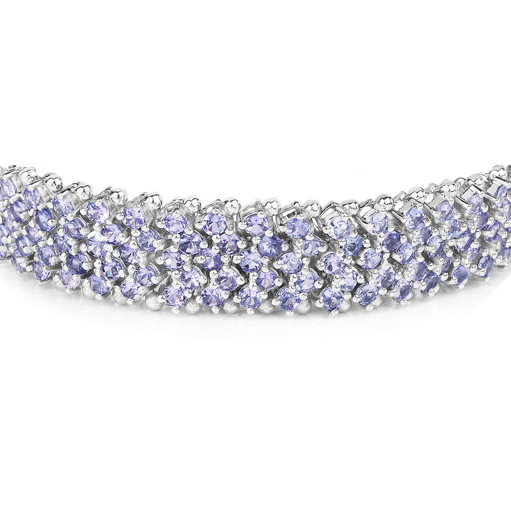 Tanzanite Tennis Bracelet Round Cut 14.70 Carats Sterling Silver