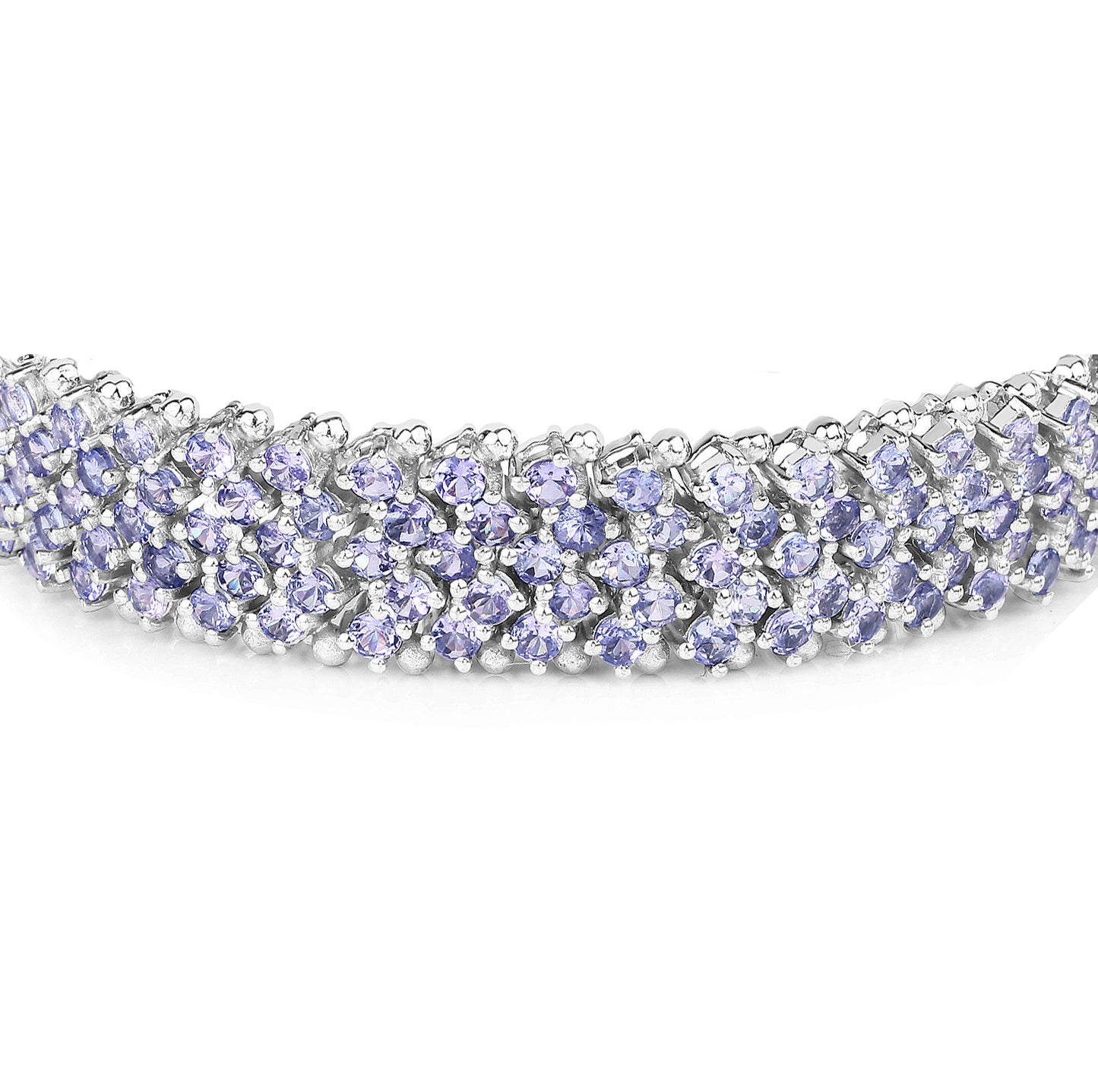 Tanzanite Tennis Bracelet Round Cut 14.70 Carats Sterling Silver