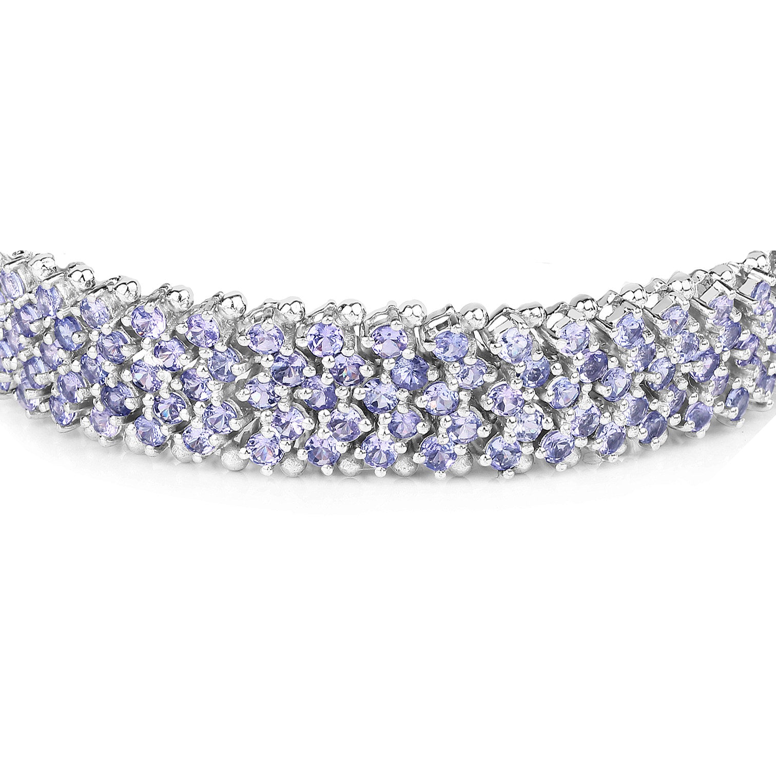 Tanzanite Tennis Bracelet Round Cut 14.70 Carats Sterling Silver