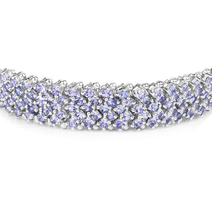 Tanzanite Tennis Bracelet Round Cut 14.70 Carats Sterling Silver