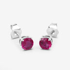 Ruby Stud Earrings 0.84 Carats 10K White Gold