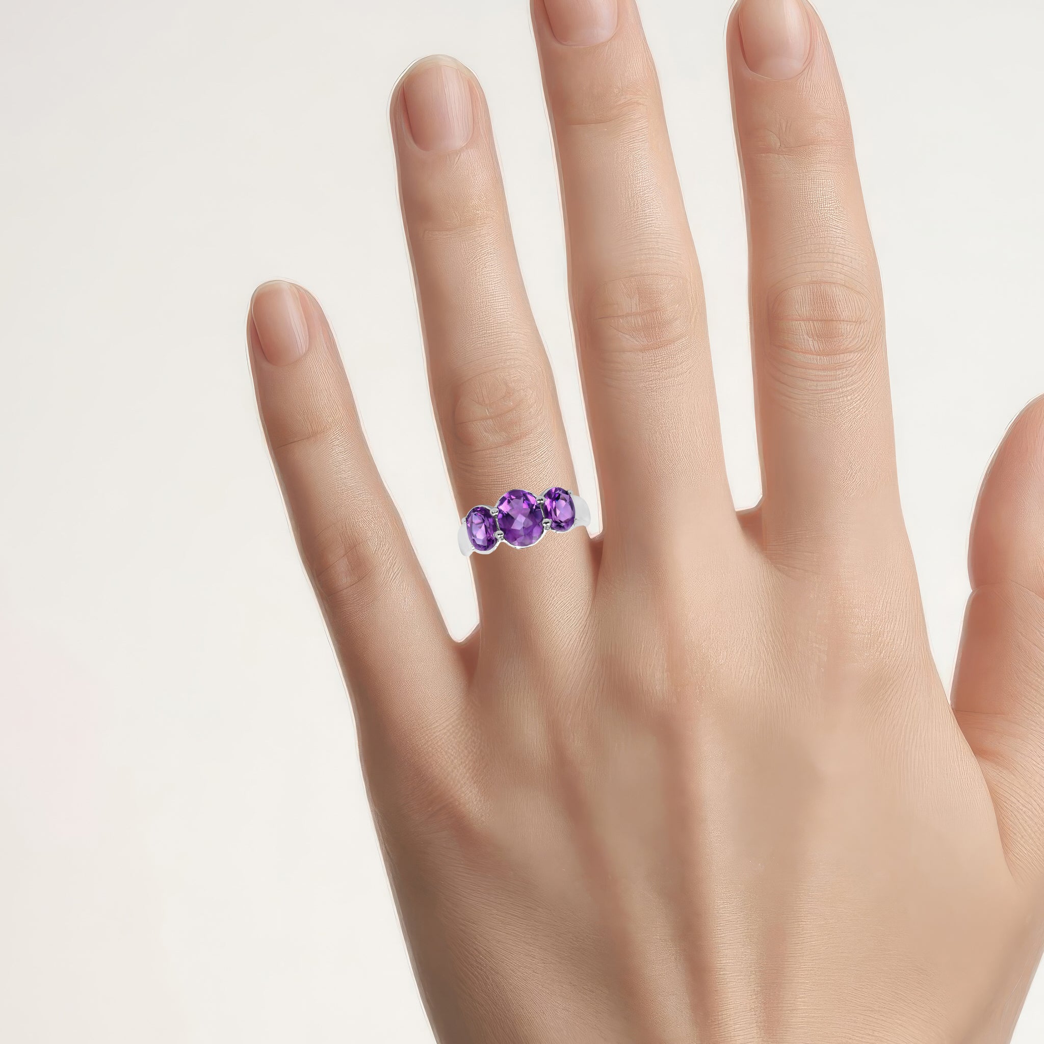 Amethyst Ring 3.16 Carats Sterling Silver