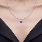 Tanzanite Pendant With Diamonds 2.98 Carats 14K White Gold
