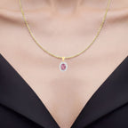 Pink Sapphire Pendant With Diamonds 2.5 Carats 14K Yellow Gold