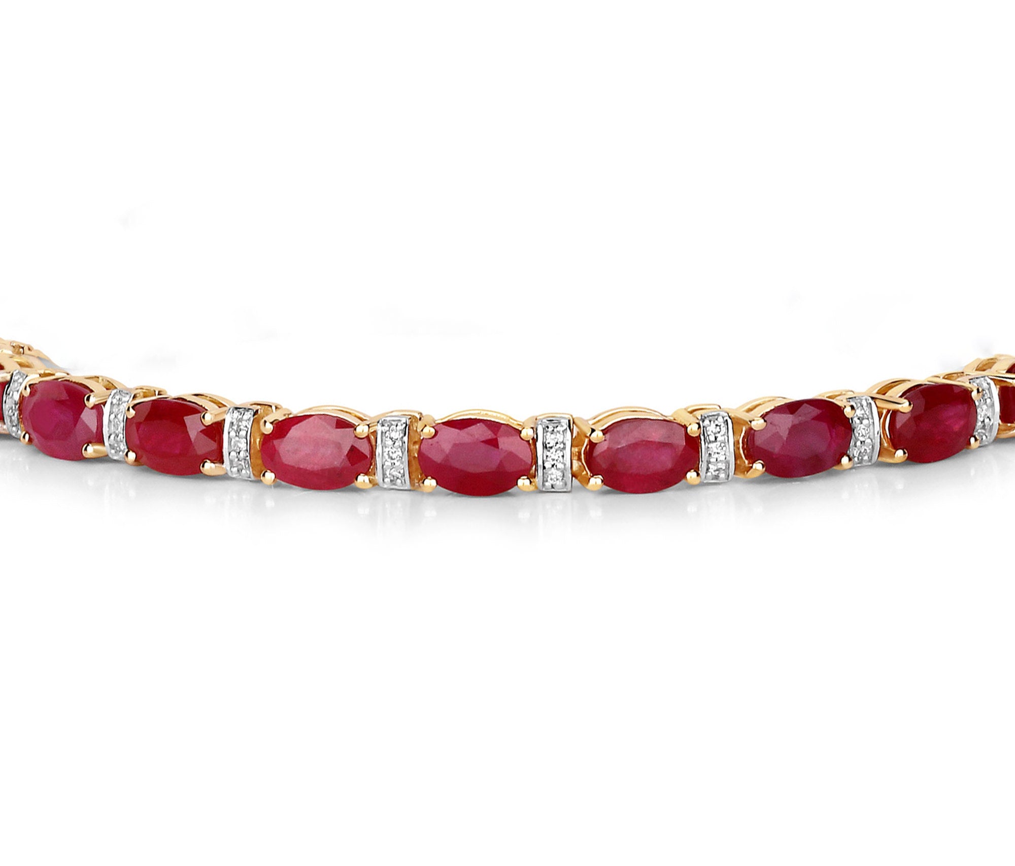 Natural Ruby Bracelet With Diamonds 11.6 Carats 14K Yellow Gold