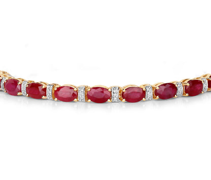 Natural Ruby Bracelet With Diamonds 11.6 Carats 14K Yellow Gold