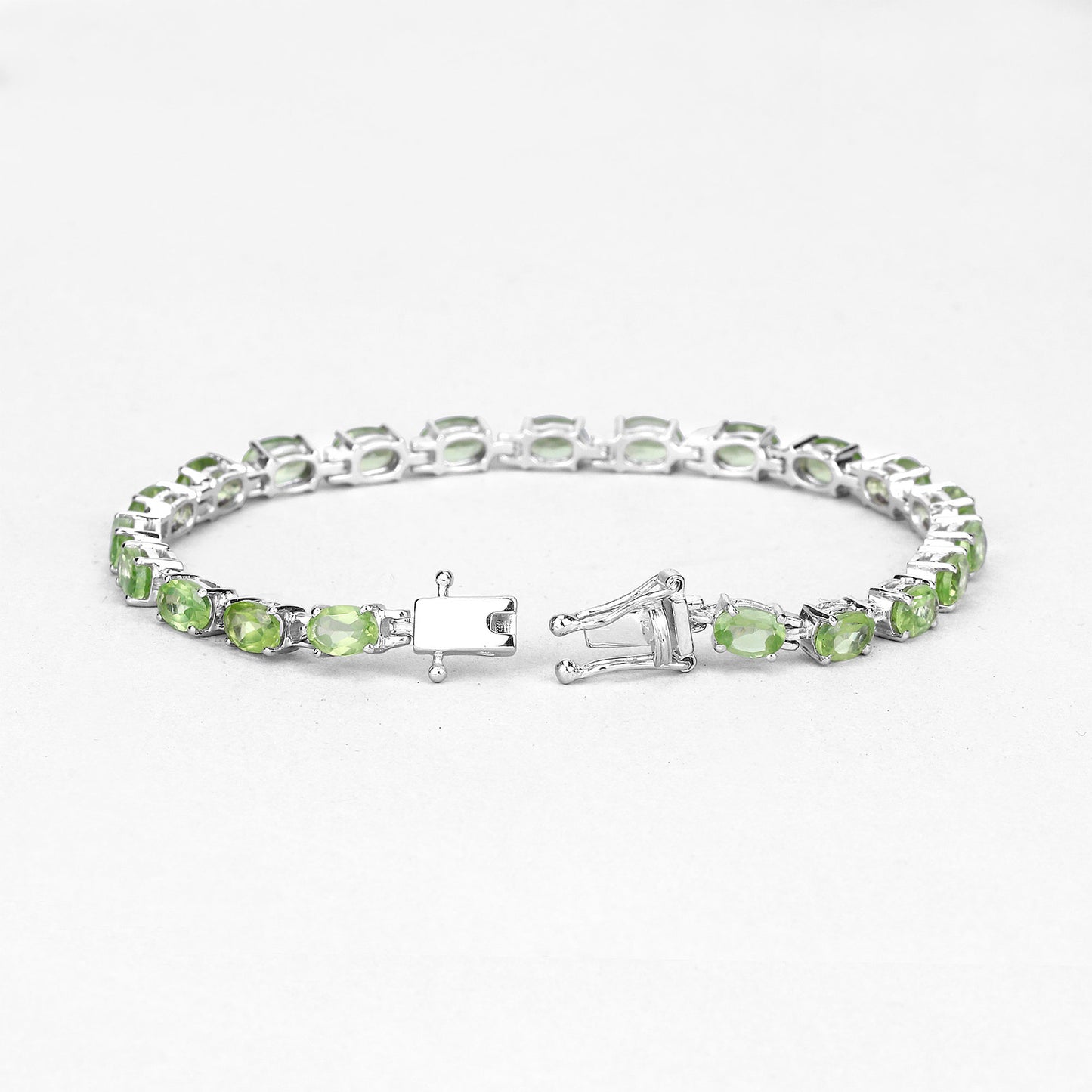 Peridot Tennis Bracelet 8.6 Carats Sterling Silver