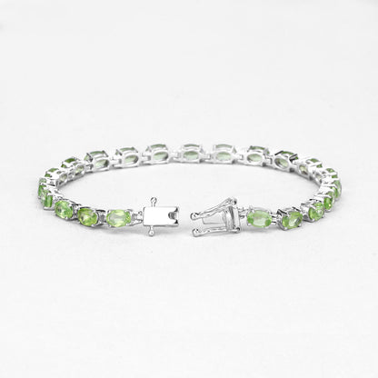 Peridot Tennis Bracelet 8.6 Carats Sterling Silver