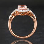 Morganite Ring With Diamonds 2.58 Carats 9K Rose Gold