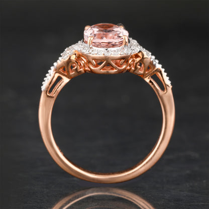 Morganite Ring With Diamonds 2.58 Carats 9K Rose Gold