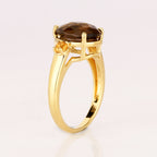 Smoky Quartz Ring With Citrine 3.60 Carats Gold Plated Silver
