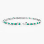 Emerald Tennis Bracelet With White Topaz 5.74 Carats Sterling Silver