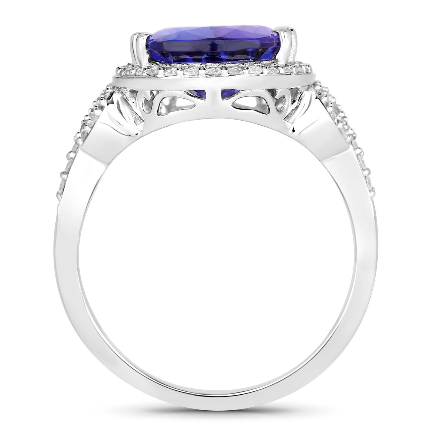 Tanzanite Ring Diamonds 5.75 Carats 14K White Gold