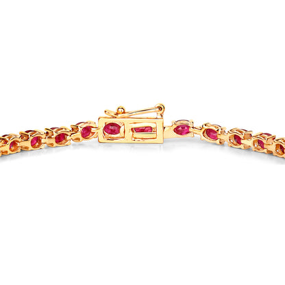Ruby Bracelet With Diamonds 6.22 Carats 10K Yellow Gold