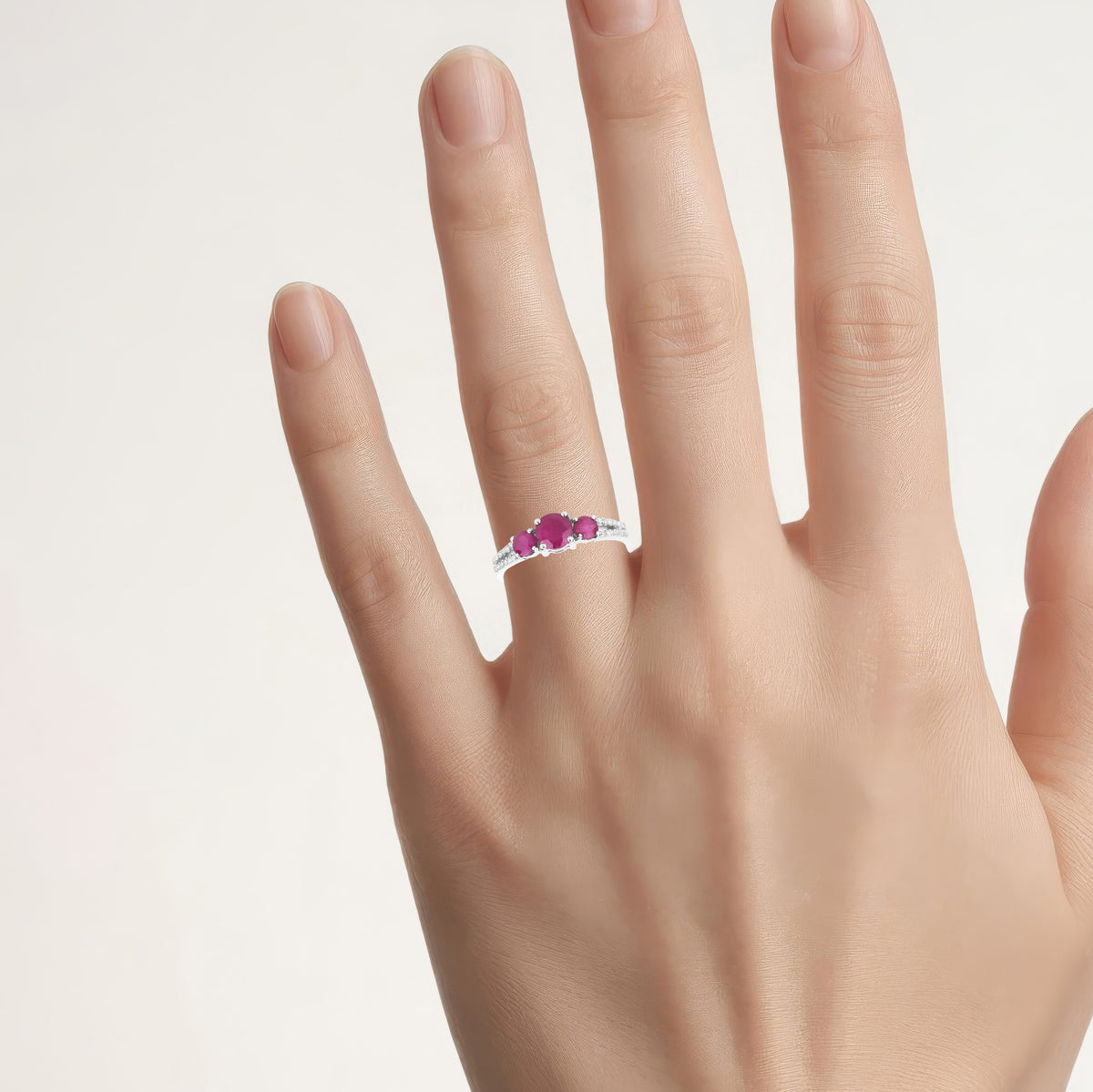 Ruby Ring With Diamonds 0.98 Carats 14K White Gold