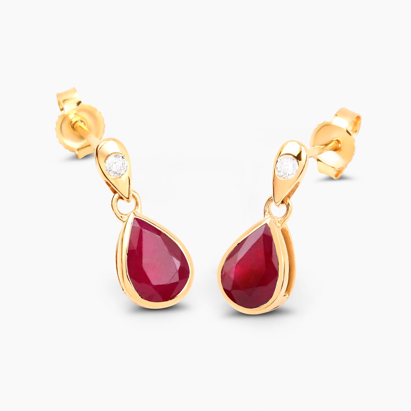 Ruby Earrings Diamonds 1.64 Carats 10K Yellow Gold