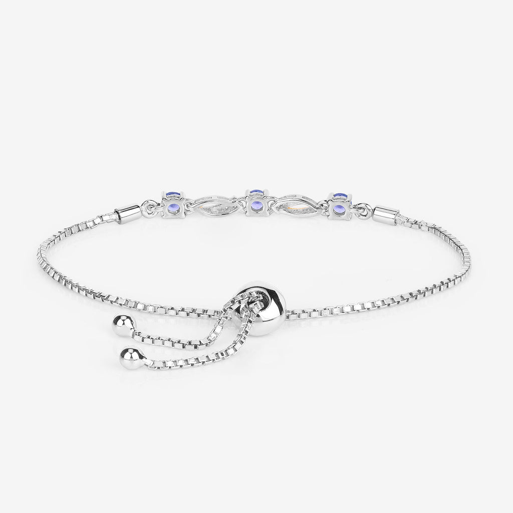 Tanzanite Bracelet With White Sapphire 0.74 Carats Gold Plated Sterling Silver