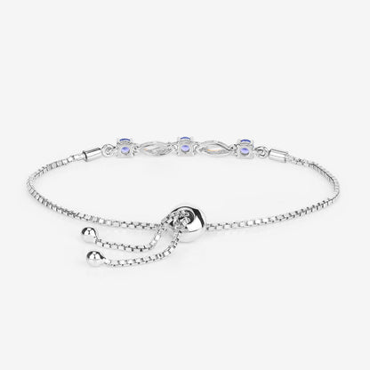 Tanzanite Bracelet With White Sapphire 0.74 Carats Gold Plated Sterling Silver