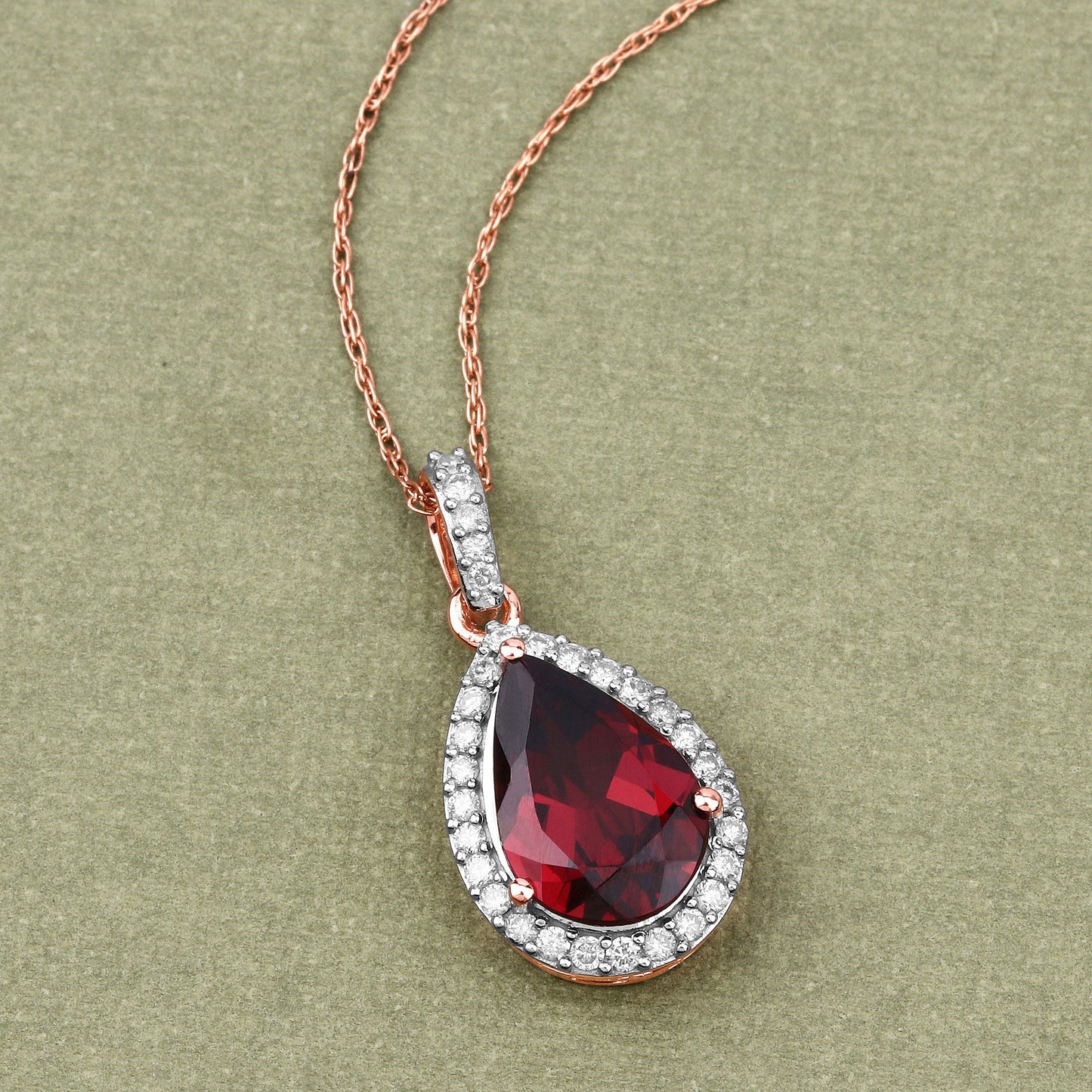 Rhodolite Garnet Pendant With Diamonds 3.26 Carats 14K Rose Gold