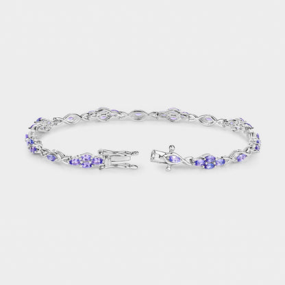Tanzanite Bracelet 3.18 Carats Sterling Silver