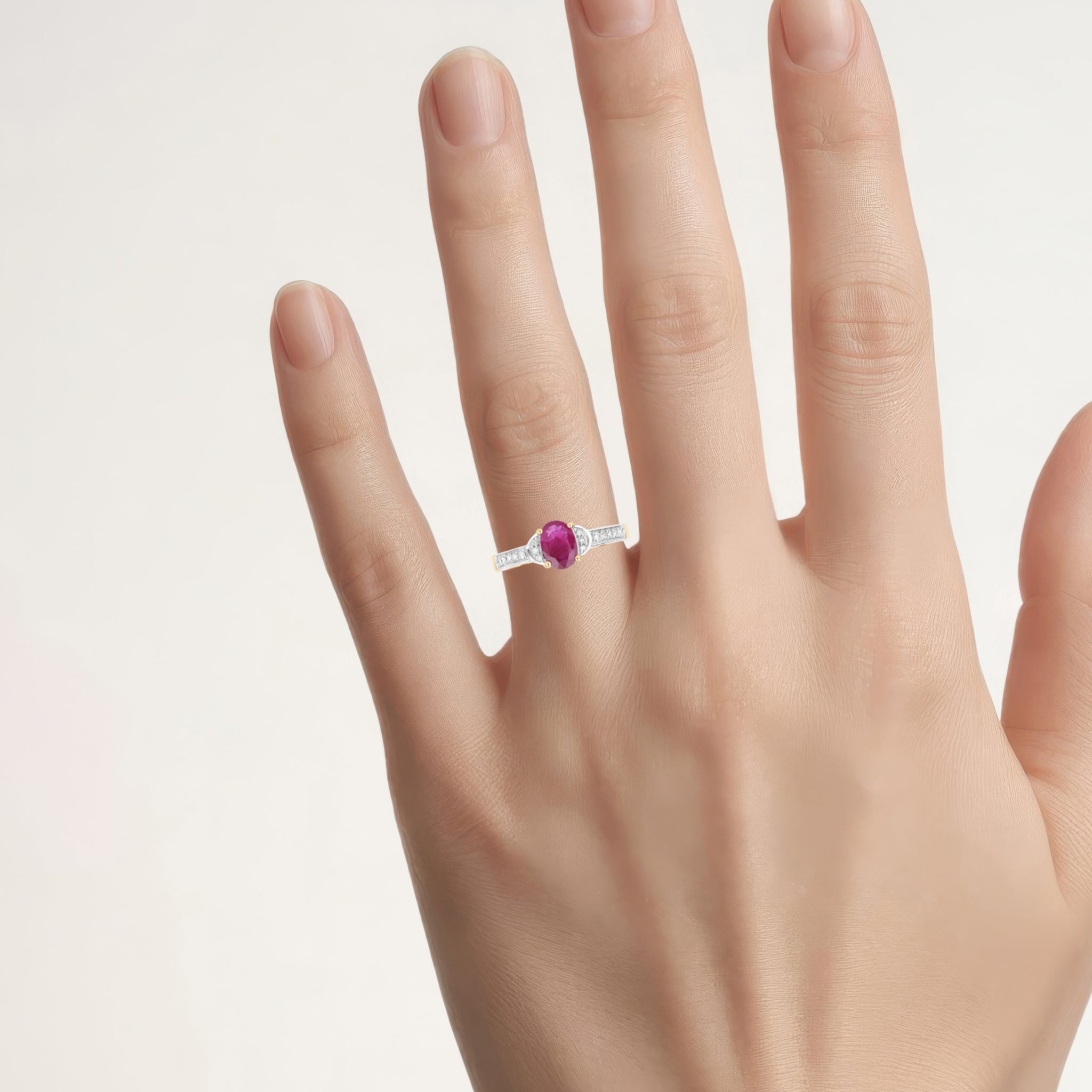 Ruby Ring With Diamonds 0.93 Carats 10K Yellow Gold