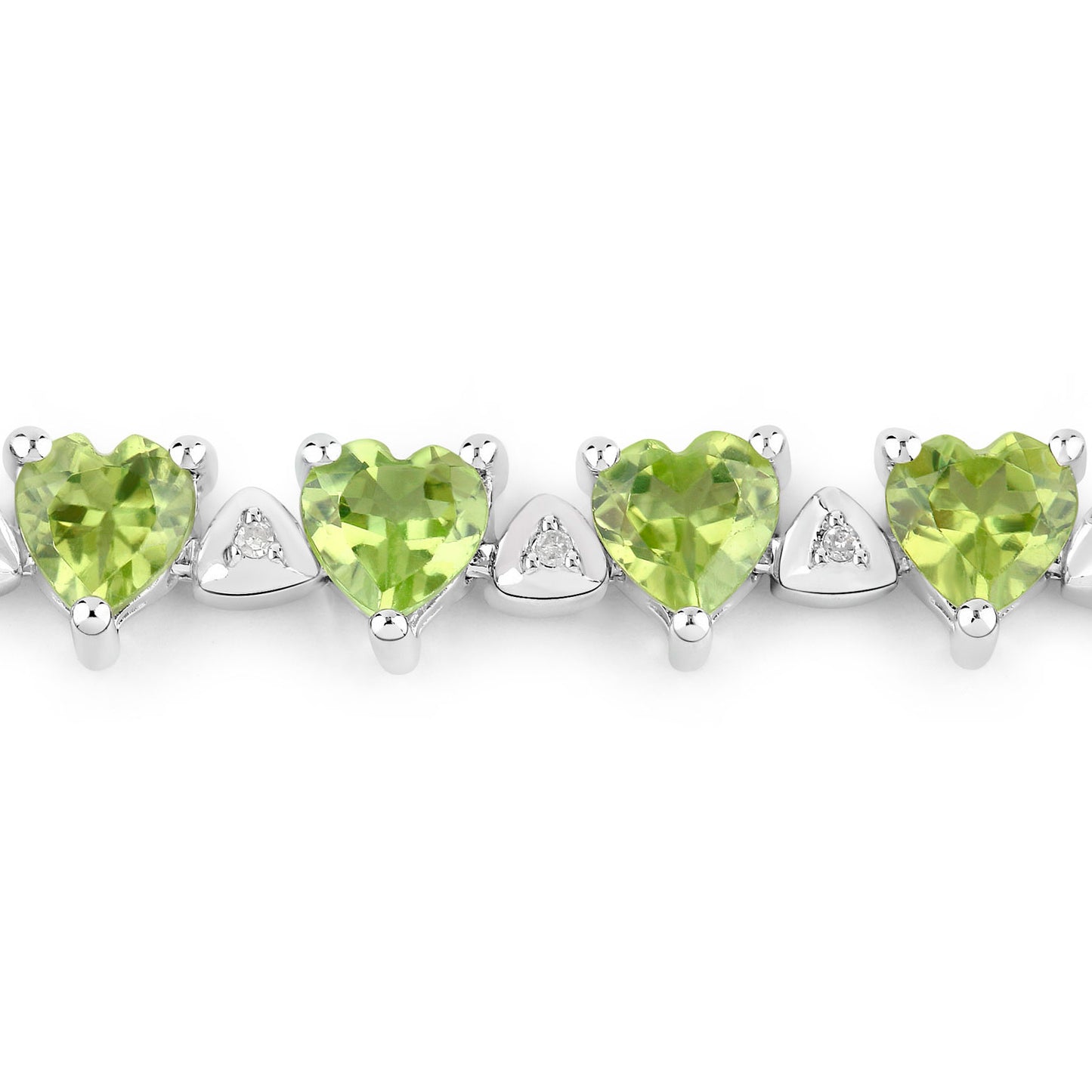 Peridot Tennis Bracelet White Diamonds 10.2 Carats Sterling Silver