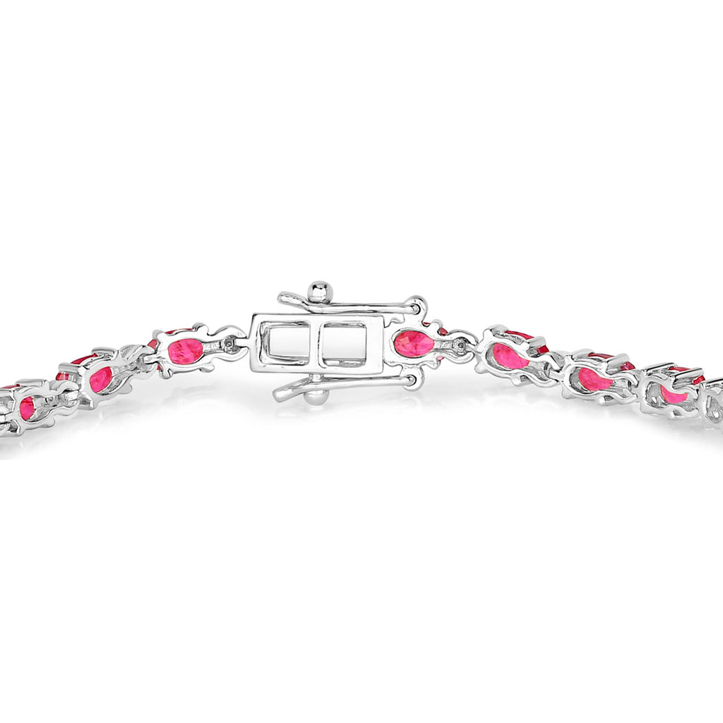 Ruby Bracelet With Diamonds 5.8 Carats 14K White Gold